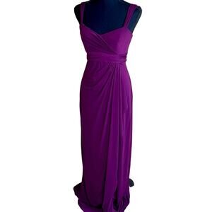 Amsale long dark rich purple gown size 4